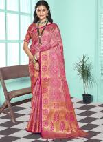 Organza Pink Traditional Wear Weaving Saree